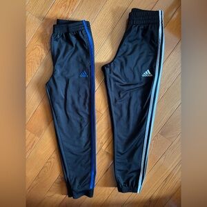 Adidas Black Track Pants with Blue Stripes